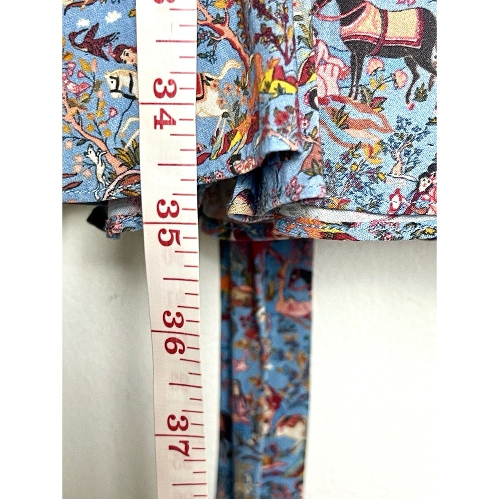 RHODE Emma Dress Midnight Garden Blue Tie Waist Flutter Hem Toile Print M - Picture 15 of 15